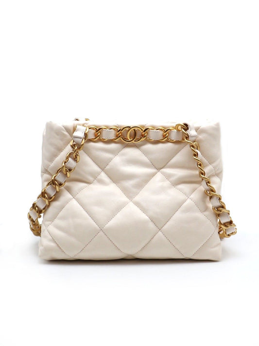 CHANEL 22BHobo雙鍊單肩包 - 白金