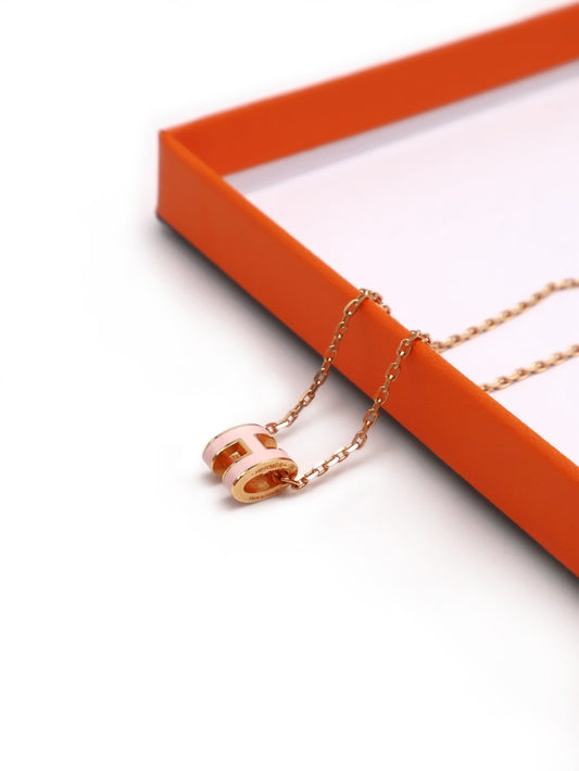HERMES Mini pop H項鍊 - 糖果粉玫瑰金