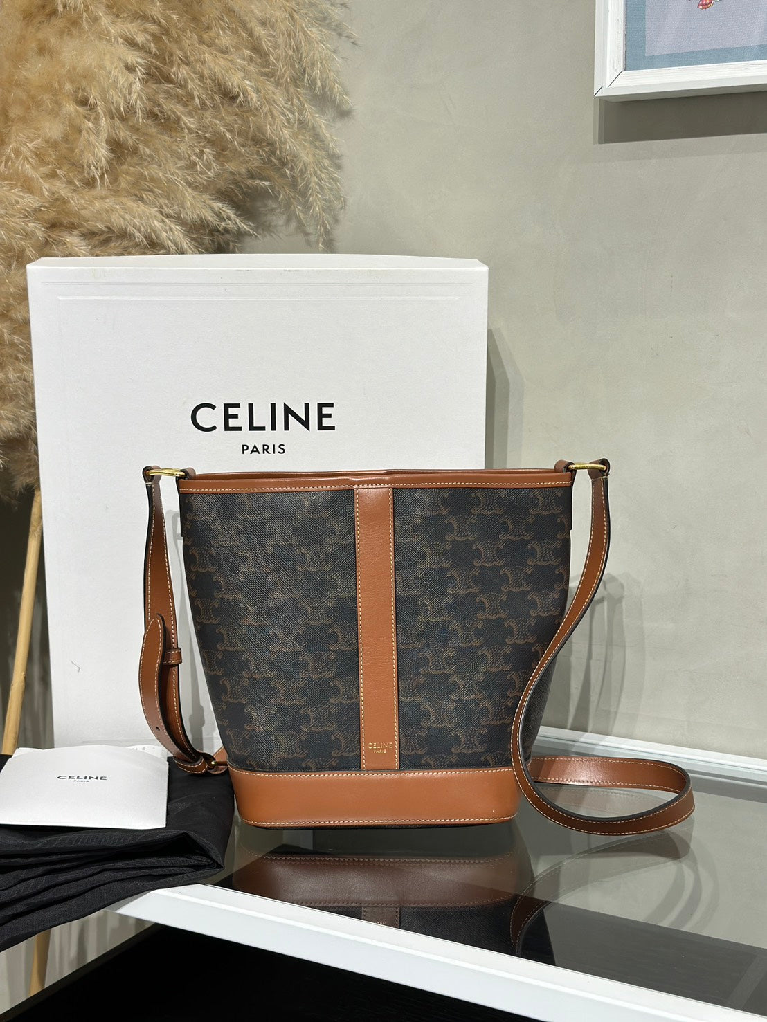 CELINE Triomphe凱旋帆布水桶包 - 小號