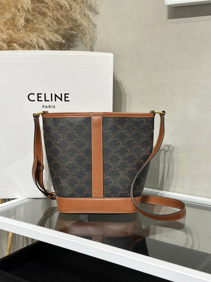 CELINE Triomphe凱旋帆布水桶包 - 小號