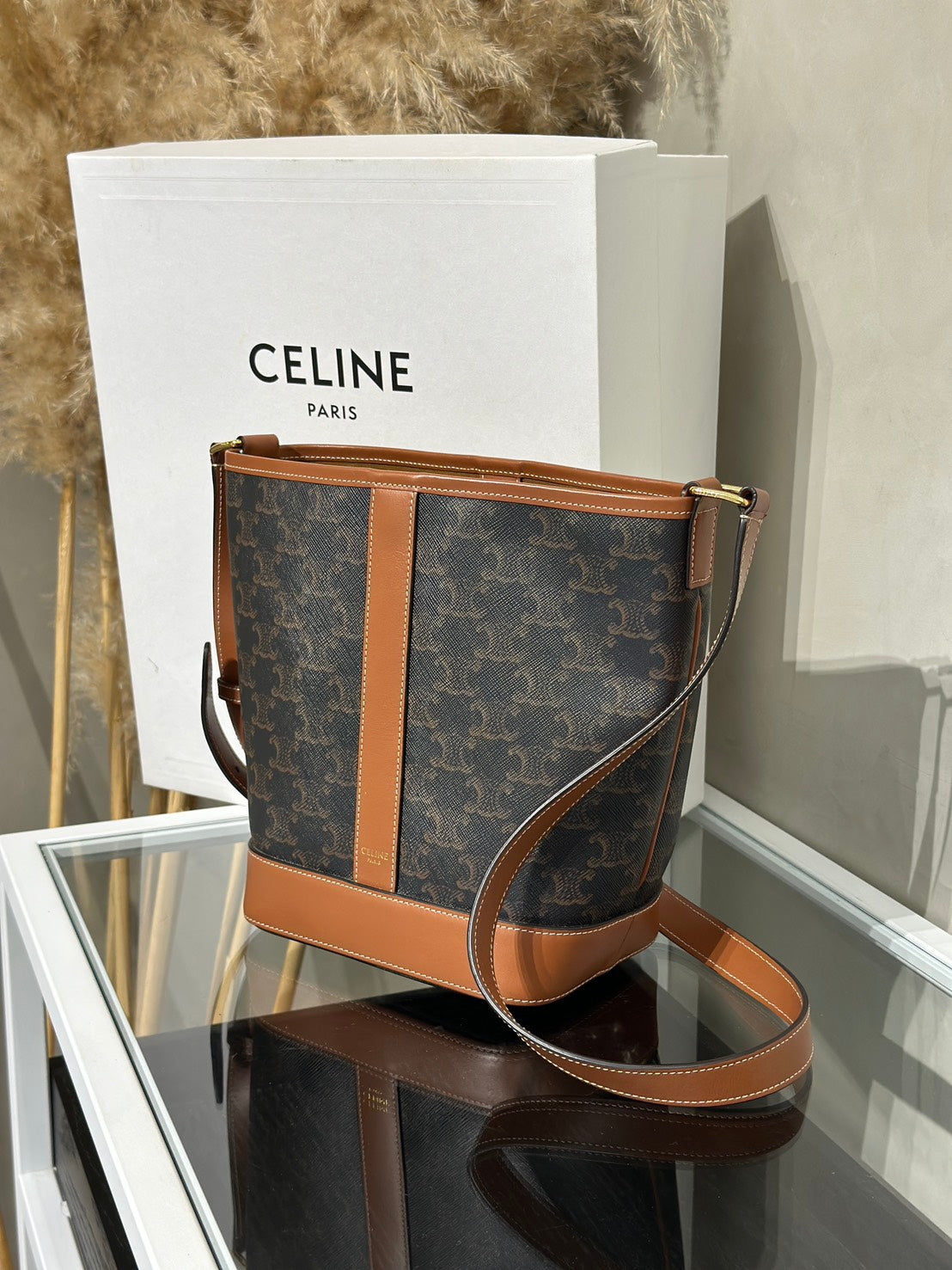 CELINE Triomphe凱旋帆布水桶包 - 小號