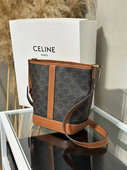 CELINE Triomphe凱旋帆布水桶包 - 小號