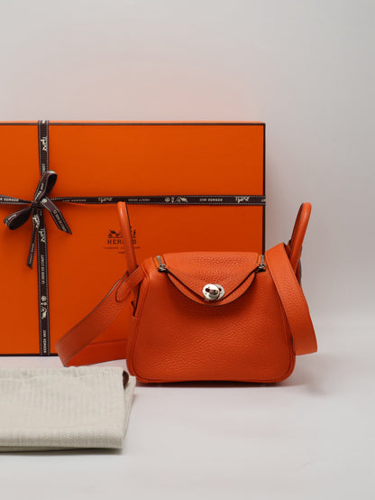 HERMES Mini Lindy - Capucine 9T 火焰橙銀 U