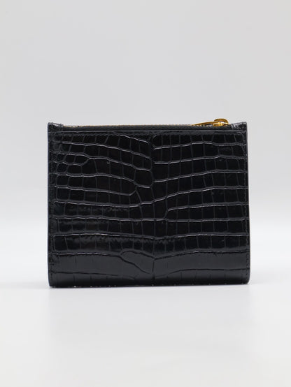 YSL 鱷魚壓紋雙折短夾