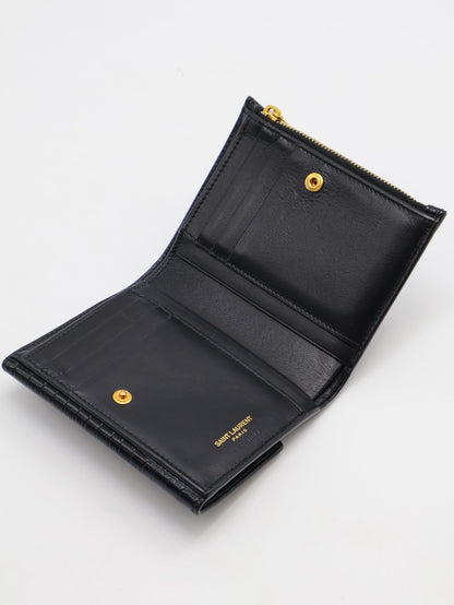 YSL 鱷魚壓紋雙折短夾