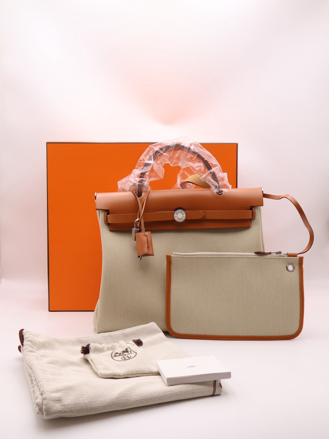 HERMES Herbag Zip 31 - Gold 米白/金棕琺瑯銀釦 B