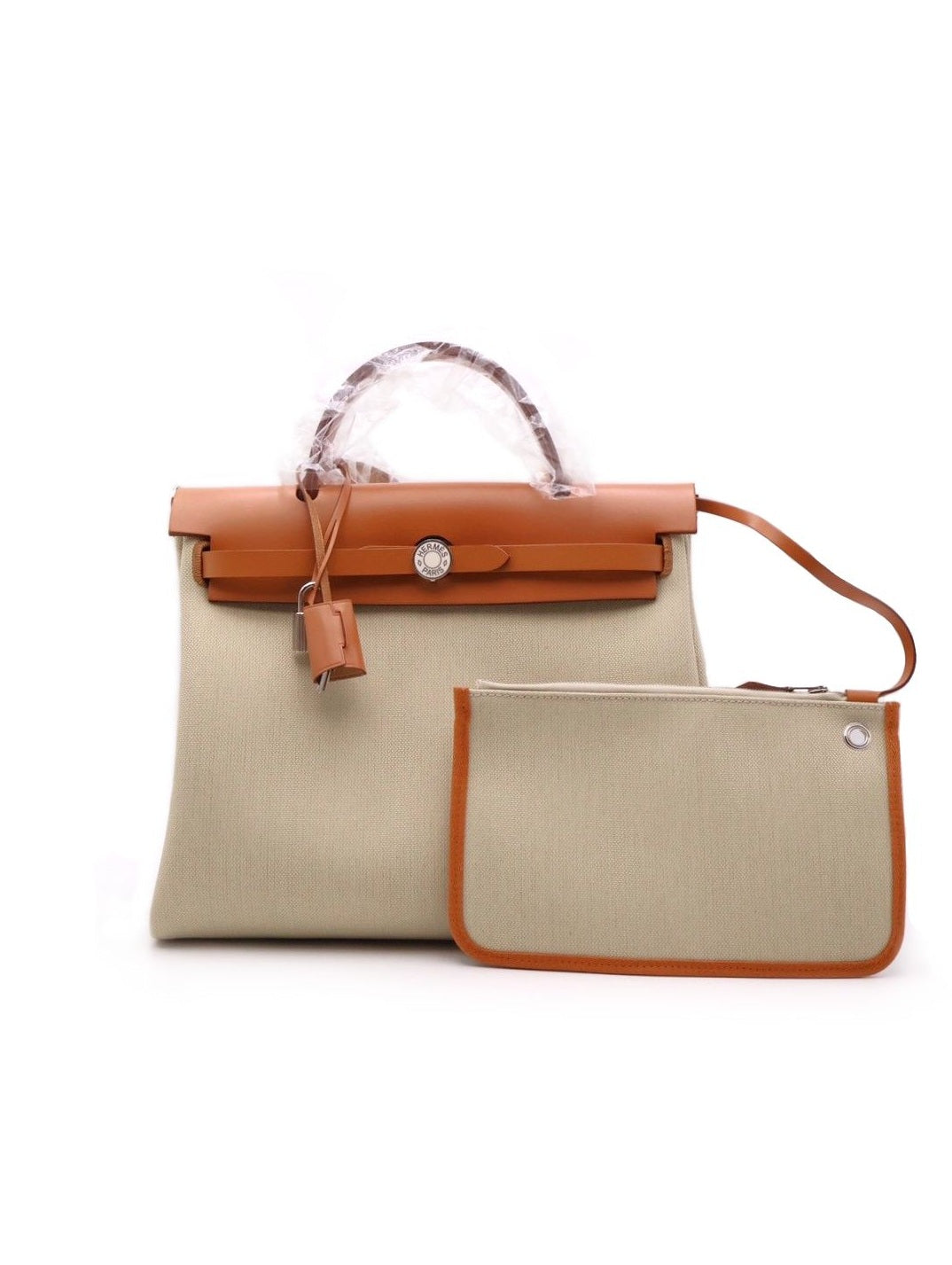 HERMES Herbag Zip 31 - Gold 米白/金棕琺瑯銀釦 B