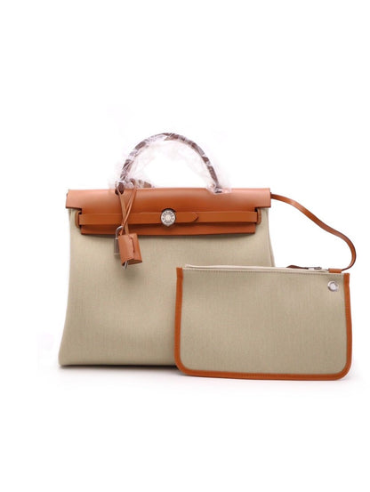 HERMES Herbag Zip 31 - Gold 米白/金棕琺瑯銀釦 B