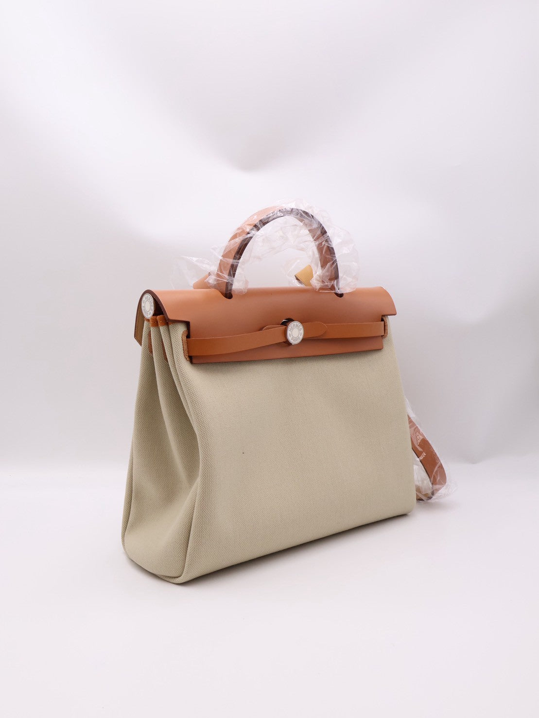 HERMES Herbag Zip 31 - Gold 米白/金棕琺瑯銀釦 B