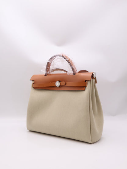 HERMES Herbag Zip 31 - Gold 米白/金棕琺瑯銀釦 B