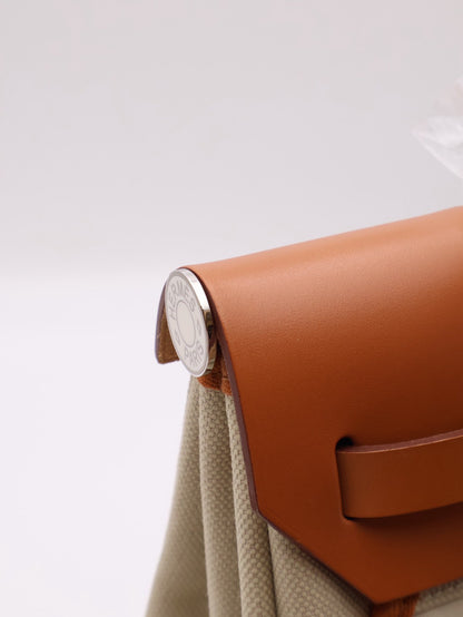 HERMES Herbag Zip 31 - Gold 米白/金棕琺瑯銀釦 B