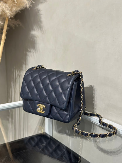 CHANEL 經典口蓋包方胖子 17 - 深藍金29開
