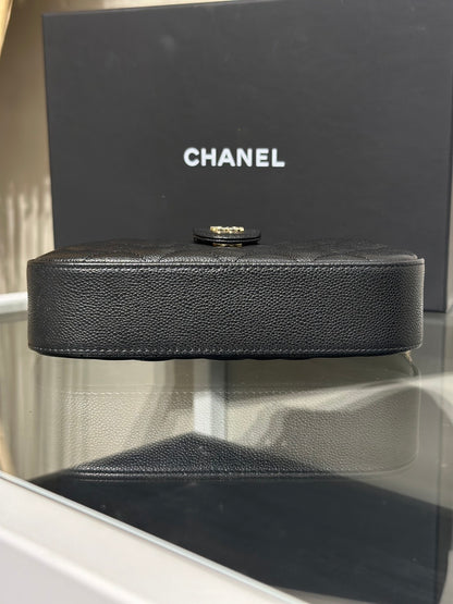 CHANEL 24S粒面牛皮迷你相機包 - 黑金