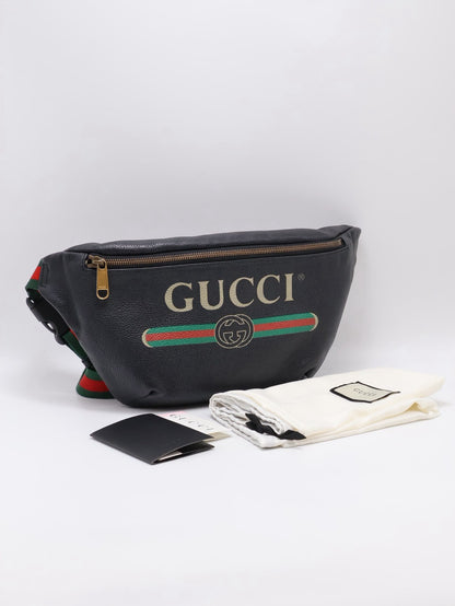 GUCCI Print復古胸包 - 大號黑