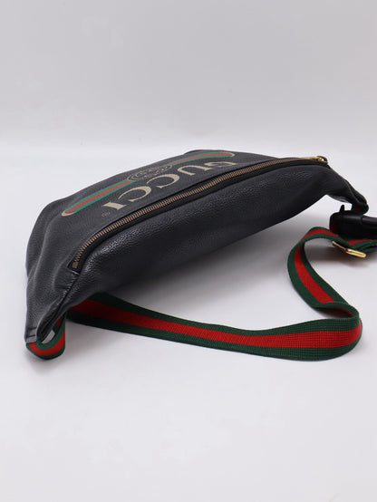 GUCCI Print復古胸包 - 大號黑