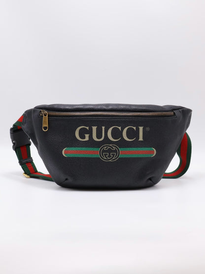 GUCCI Print復古胸包 - 大號黑