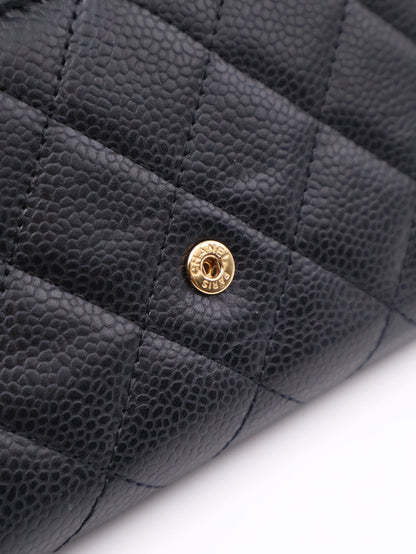 CHANEL 經典粒面牛皮中夾 - 黑金