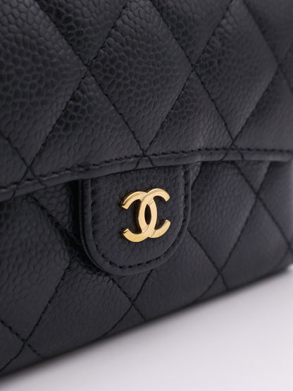 CHANEL 經典粒面牛皮中夾 - 黑金
