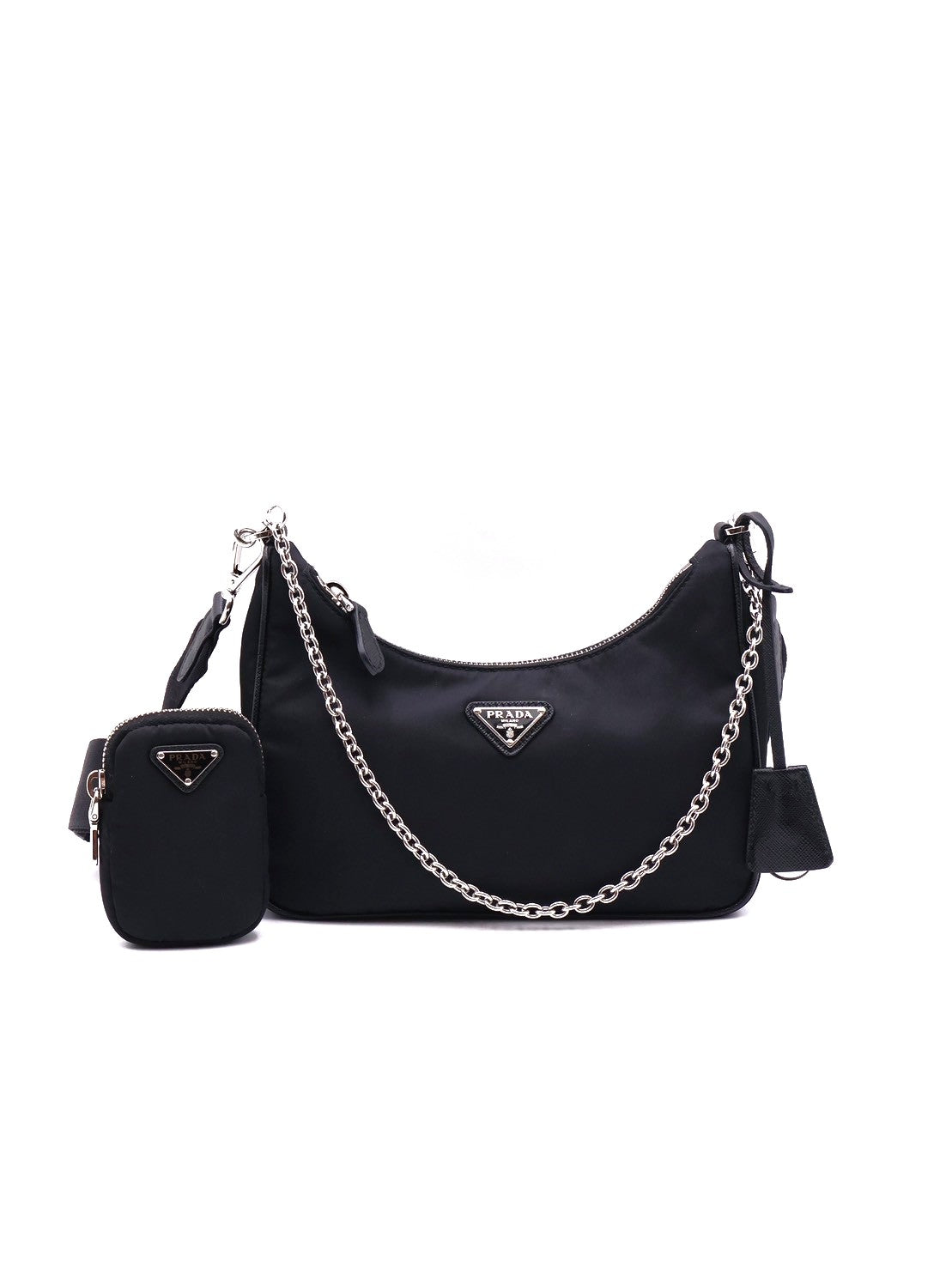 PRADA 經典三合一尼龍斜背包 - 黑銀