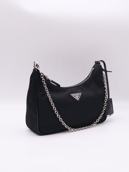 PRADA 經典三合一尼龍斜背包 - 黑銀