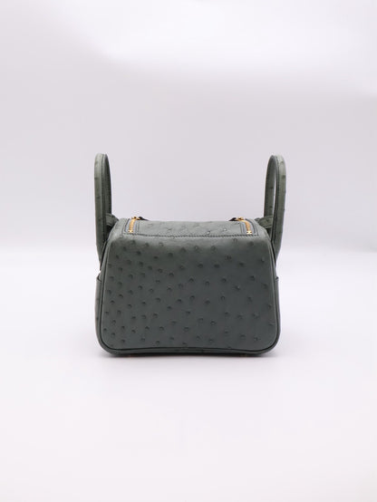 HERMES Mini Lindy - Vert Amande 63 鴕鳥皮杏仁綠金 U