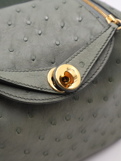 HERMES Mini Lindy - Vert Amande 63 鴕鳥皮杏仁綠金 U