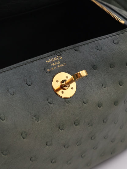 HERMES Mini Lindy - Vert Amande 63 鴕鳥皮杏仁綠金 U