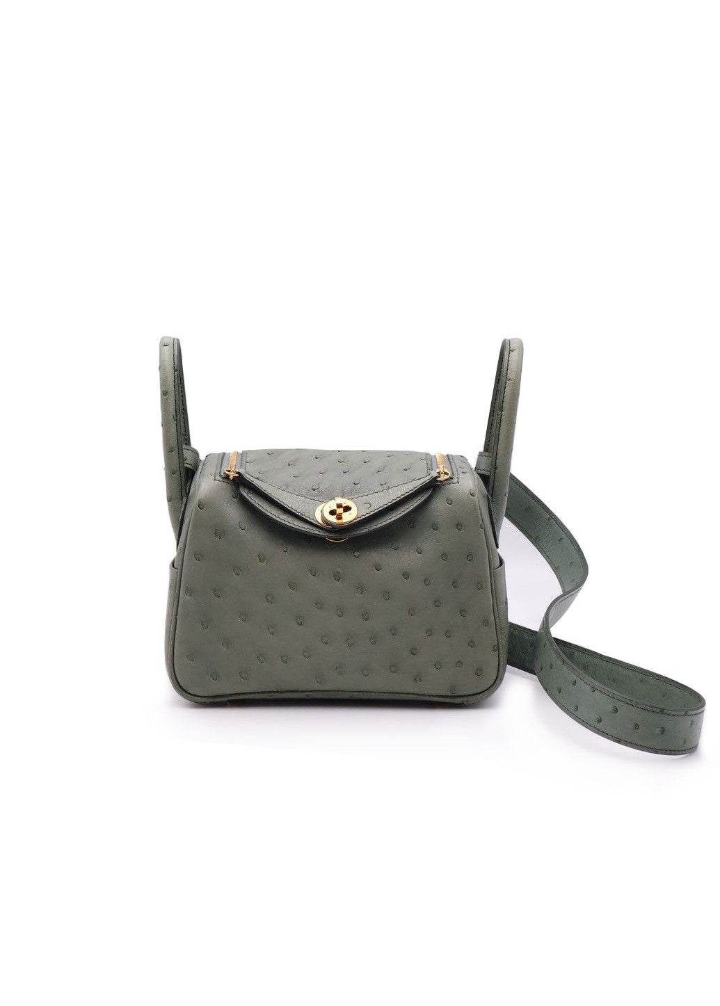 HERMES Mini Lindy - Vert Amande 63 鴕鳥皮杏仁綠金 U