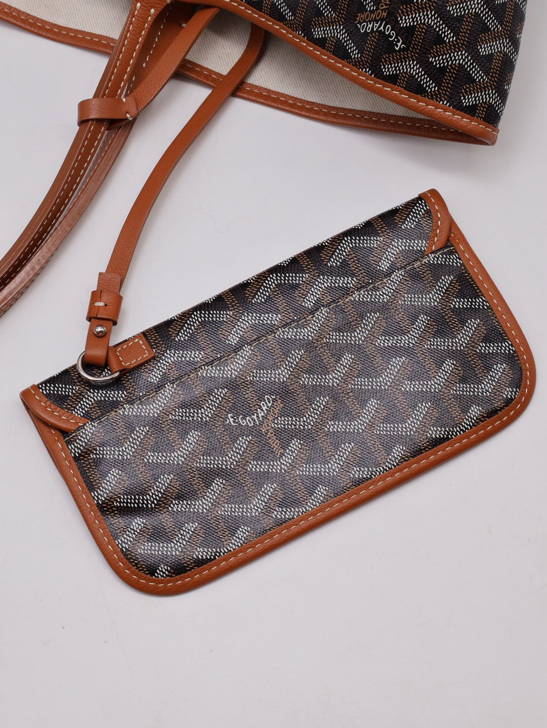 GOYARD 經典亞麻帆布Tote - 小號棕
