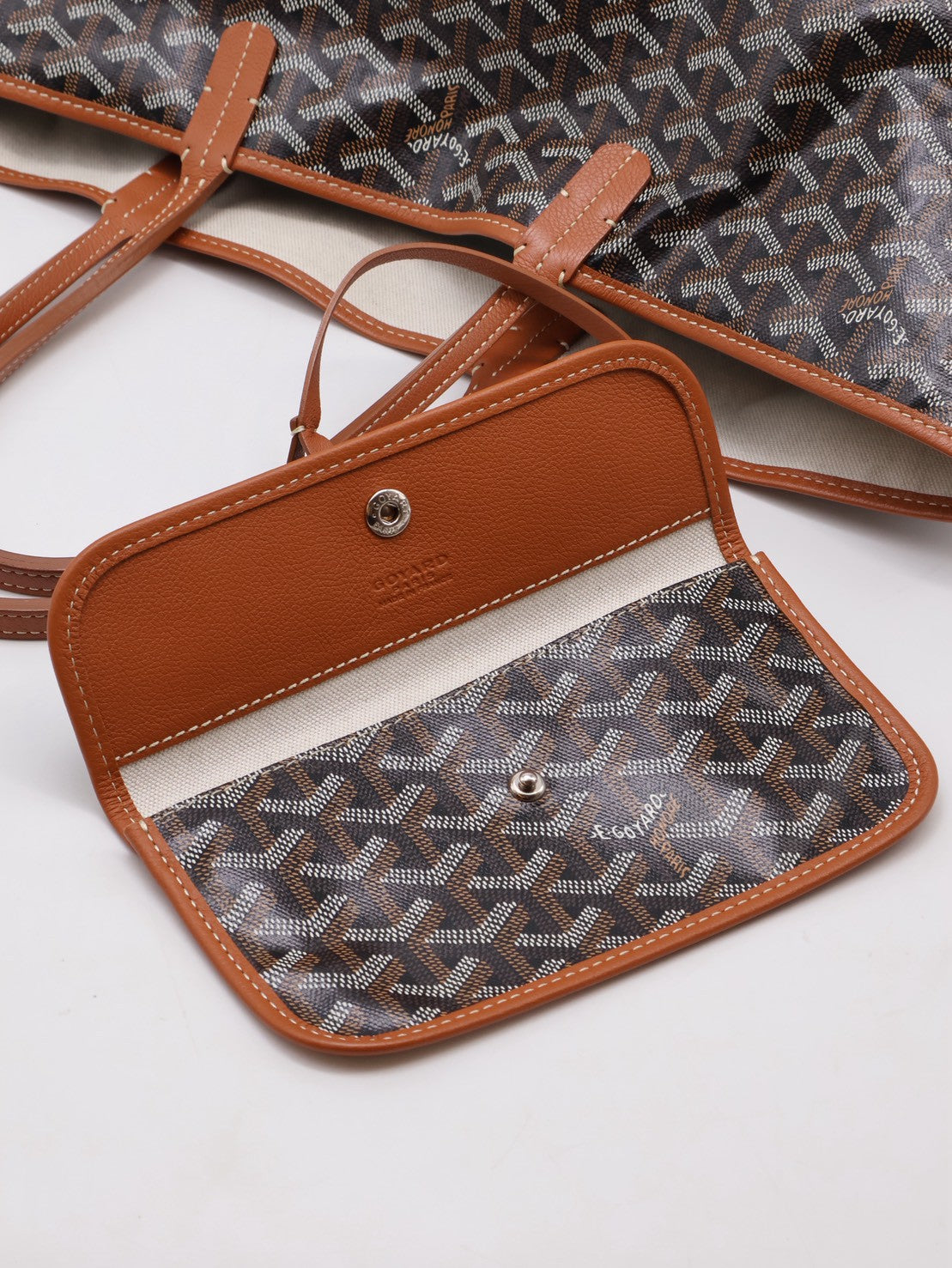 GOYARD 經典亞麻帆布Tote - 小號棕