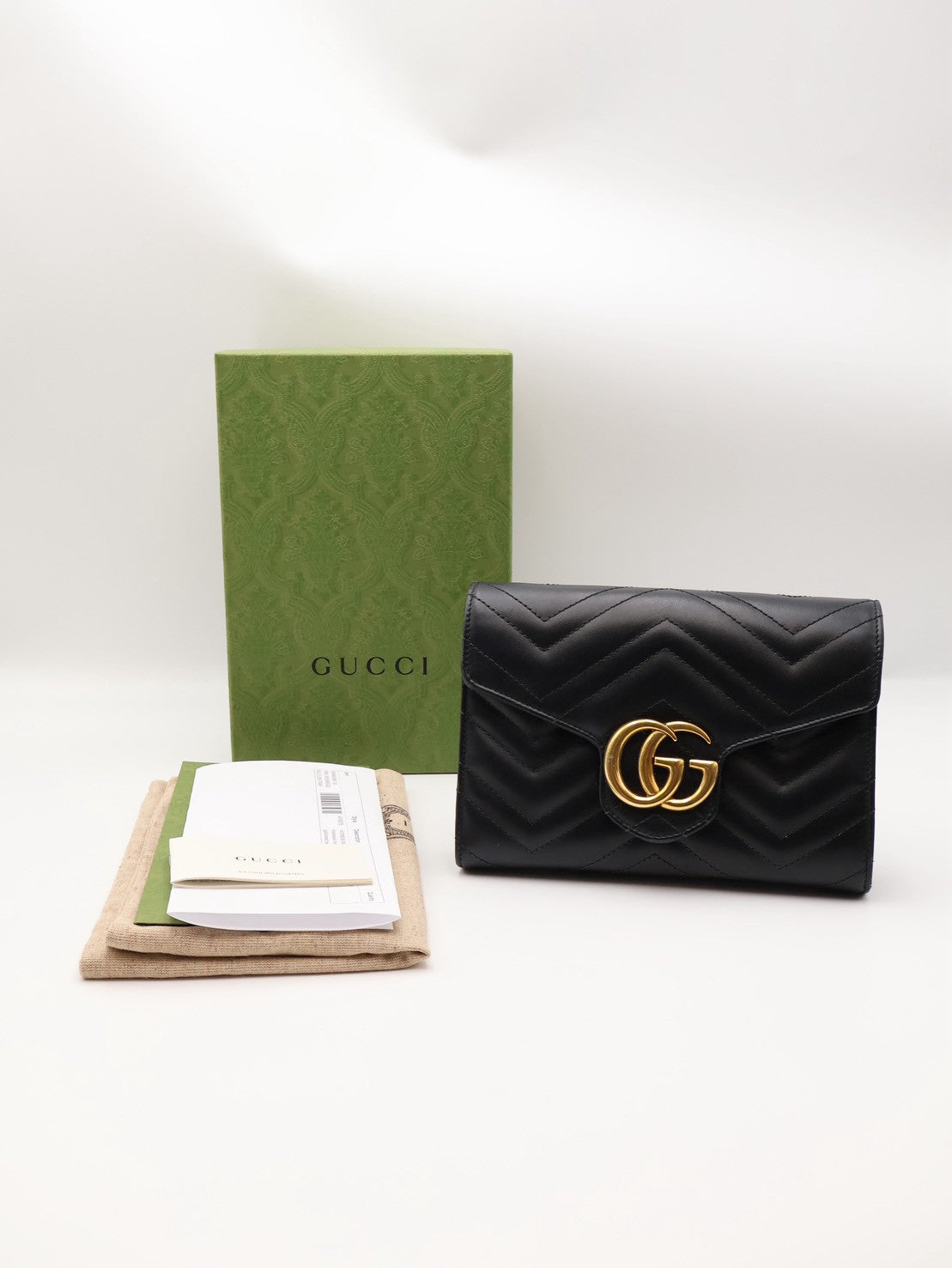 GUCCI Marmont Matelasse風琴WOC - 黑金