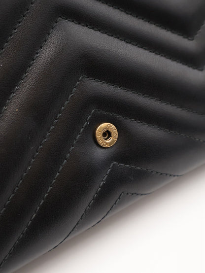 GUCCI Marmont Matelasse風琴WOC - 黑金