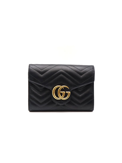 GUCCI Marmont Matelasse風琴WOC - 黑金