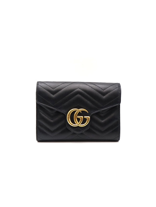GUCCI Marmont Matelasse風琴WOC - 黑金