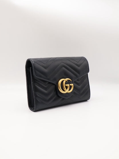 GUCCI Marmont Matelasse風琴WOC - 黑金