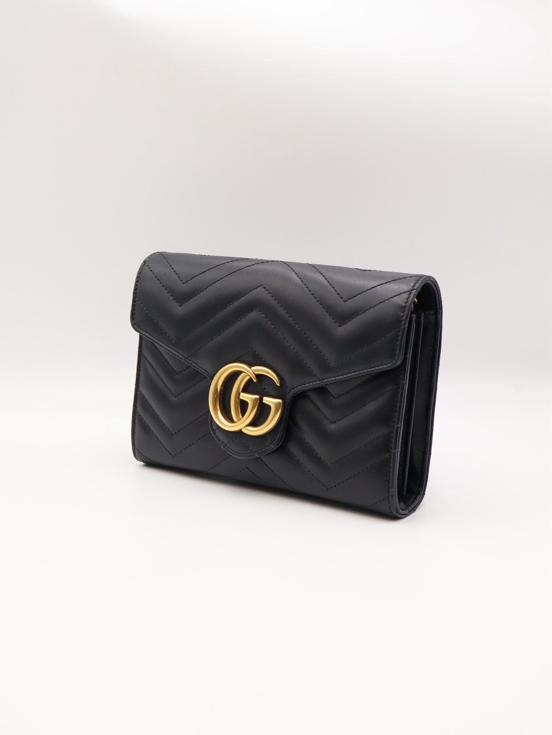 GUCCI Marmont Matelasse風琴WOC - 黑金