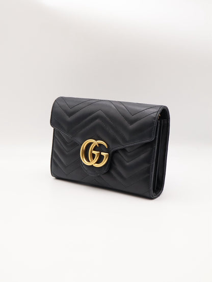 GUCCI Marmont Matelasse風琴WOC - 黑金