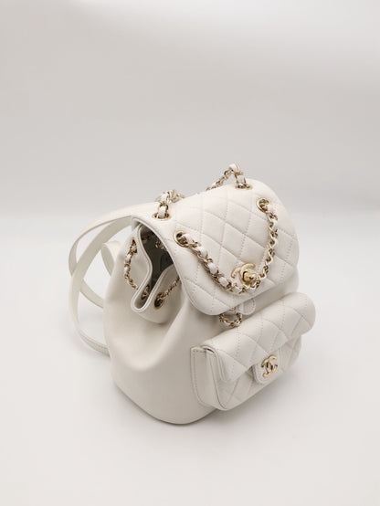 CHANEL Duma小牛皮後背包 - 小號白金