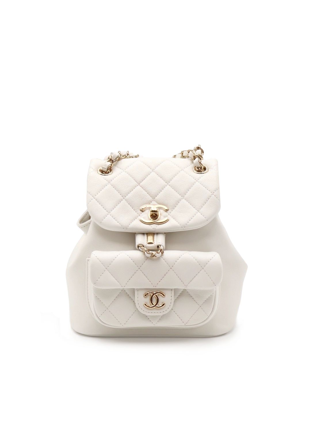 CHANEL Duma小牛皮後背包 - 小號白金