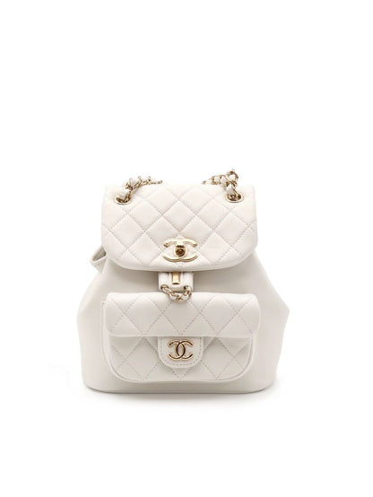 CHANEL Duma小牛皮後背包 - 小號白金
