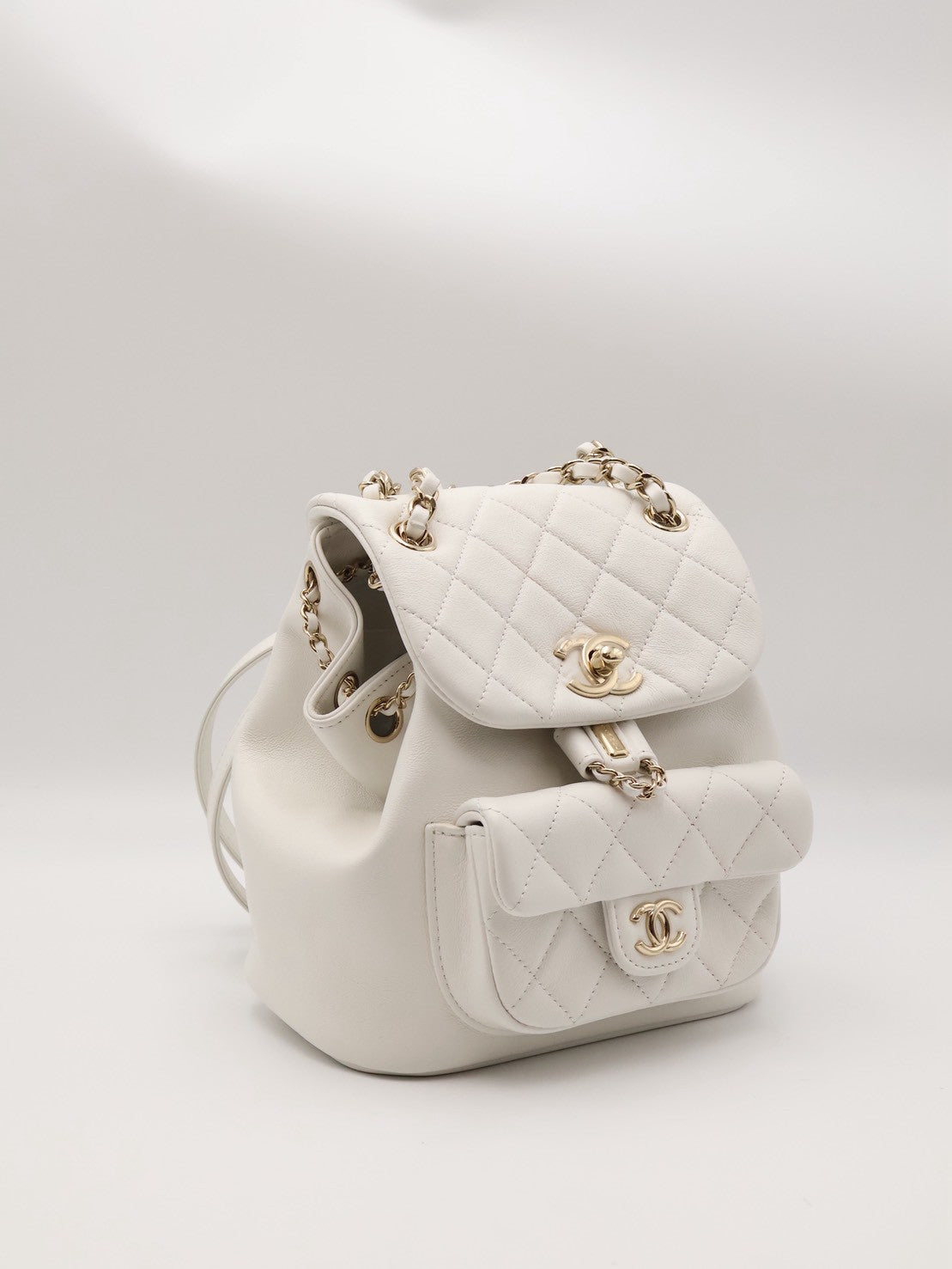 CHANEL Duma小牛皮後背包 - 小號白金