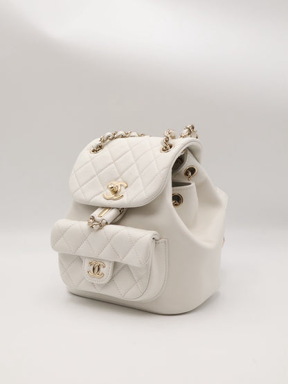 CHANEL Duma小牛皮後背包 - 小號白金