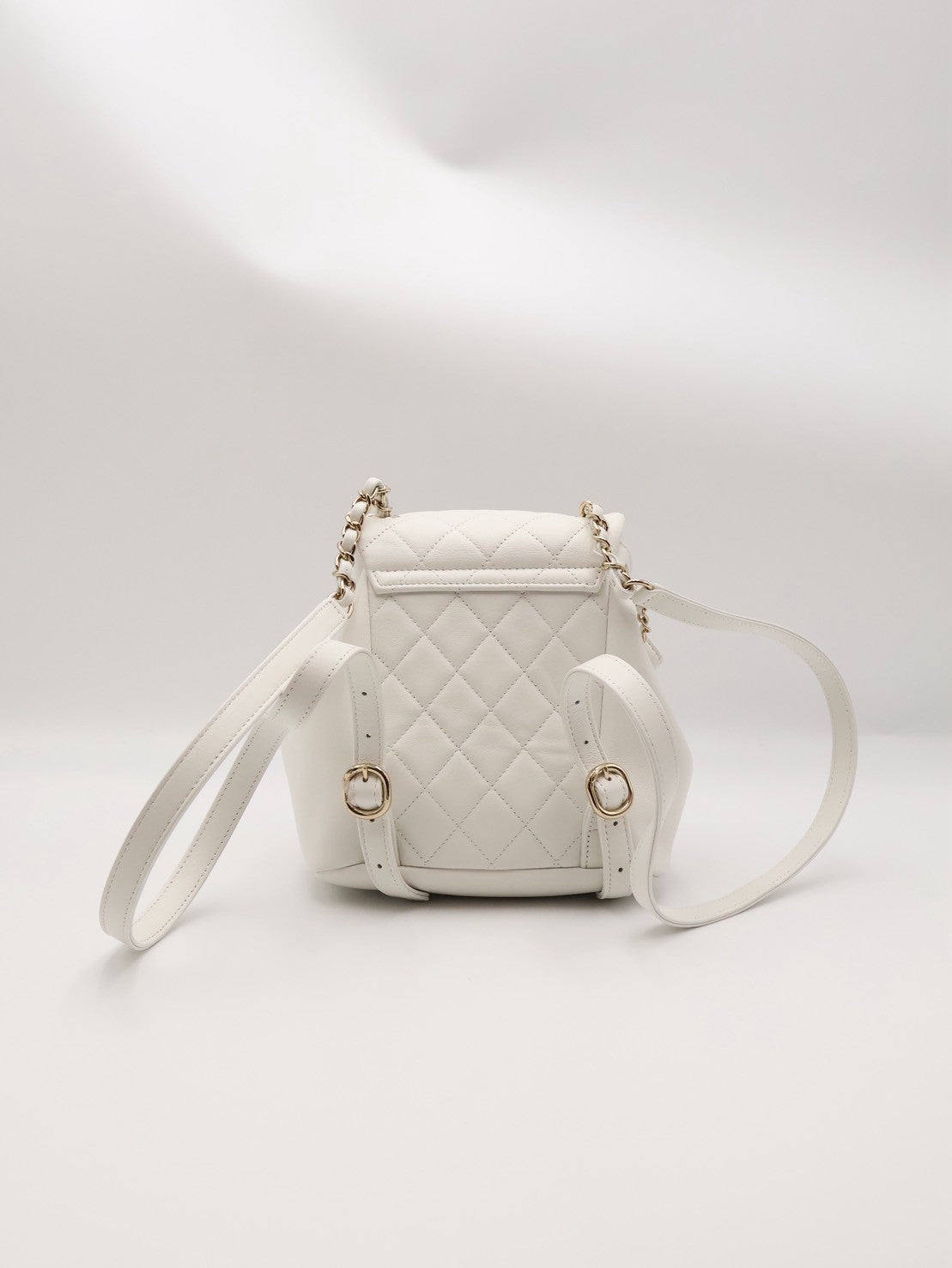 CHANEL Duma小牛皮後背包 - 小號白金