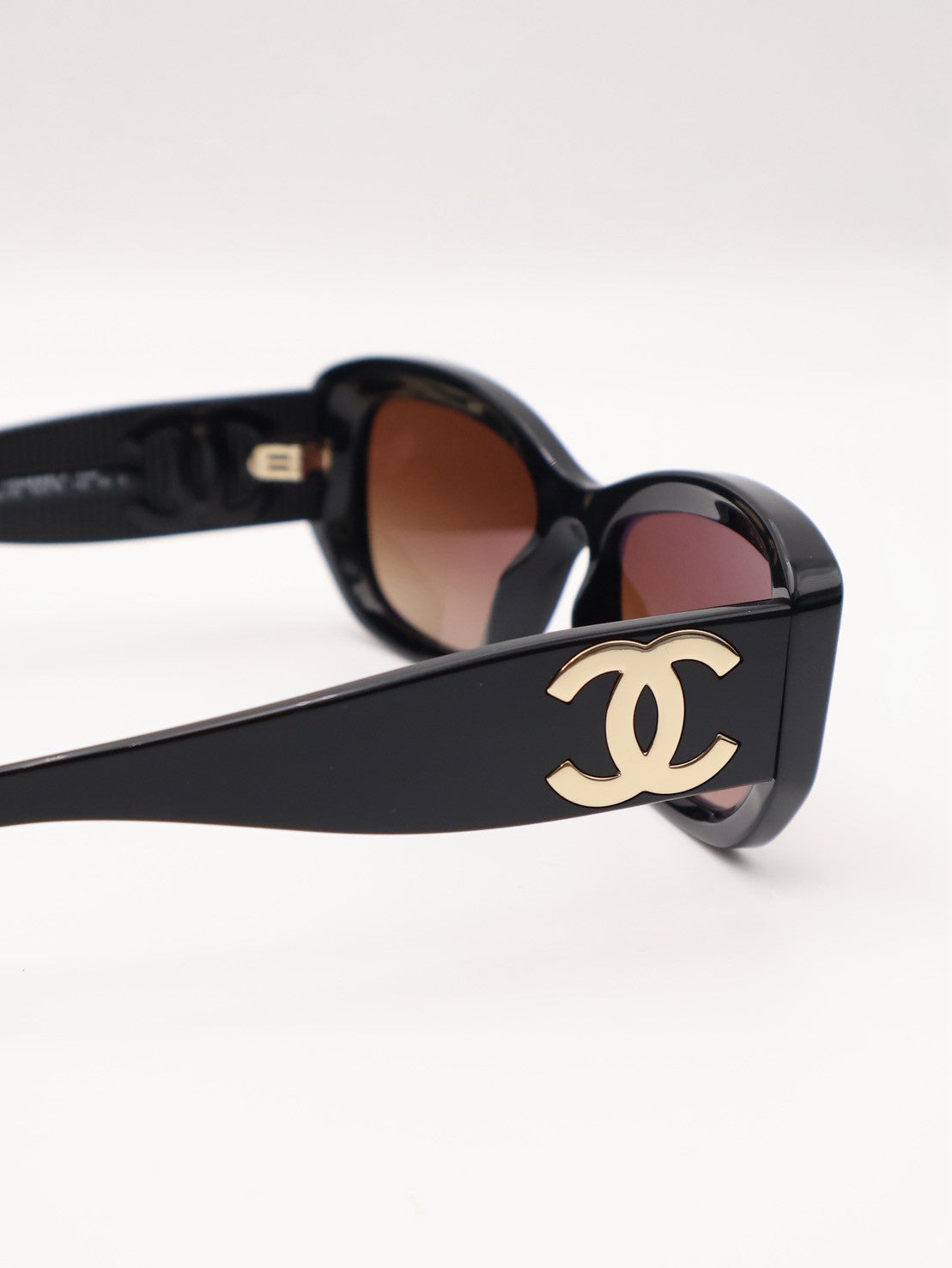 CHANEL 雙C長方形太陽眼鏡 - 黑
