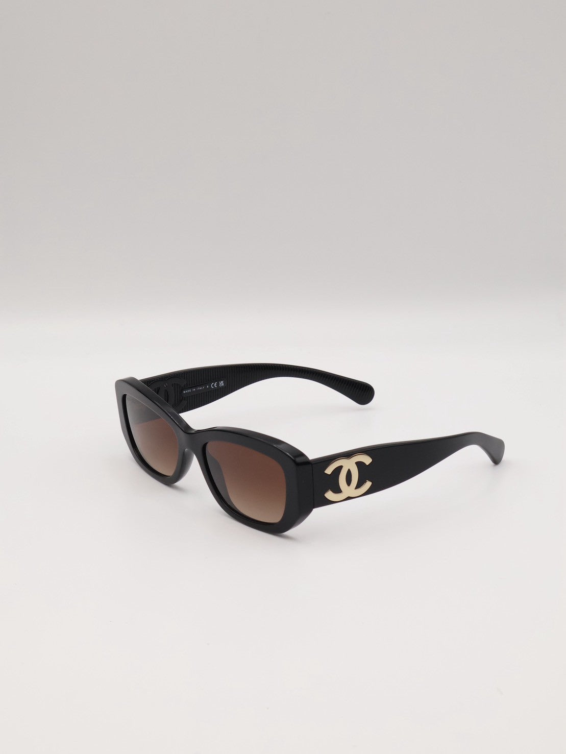 CHANEL 雙C長方形太陽眼鏡 - 黑