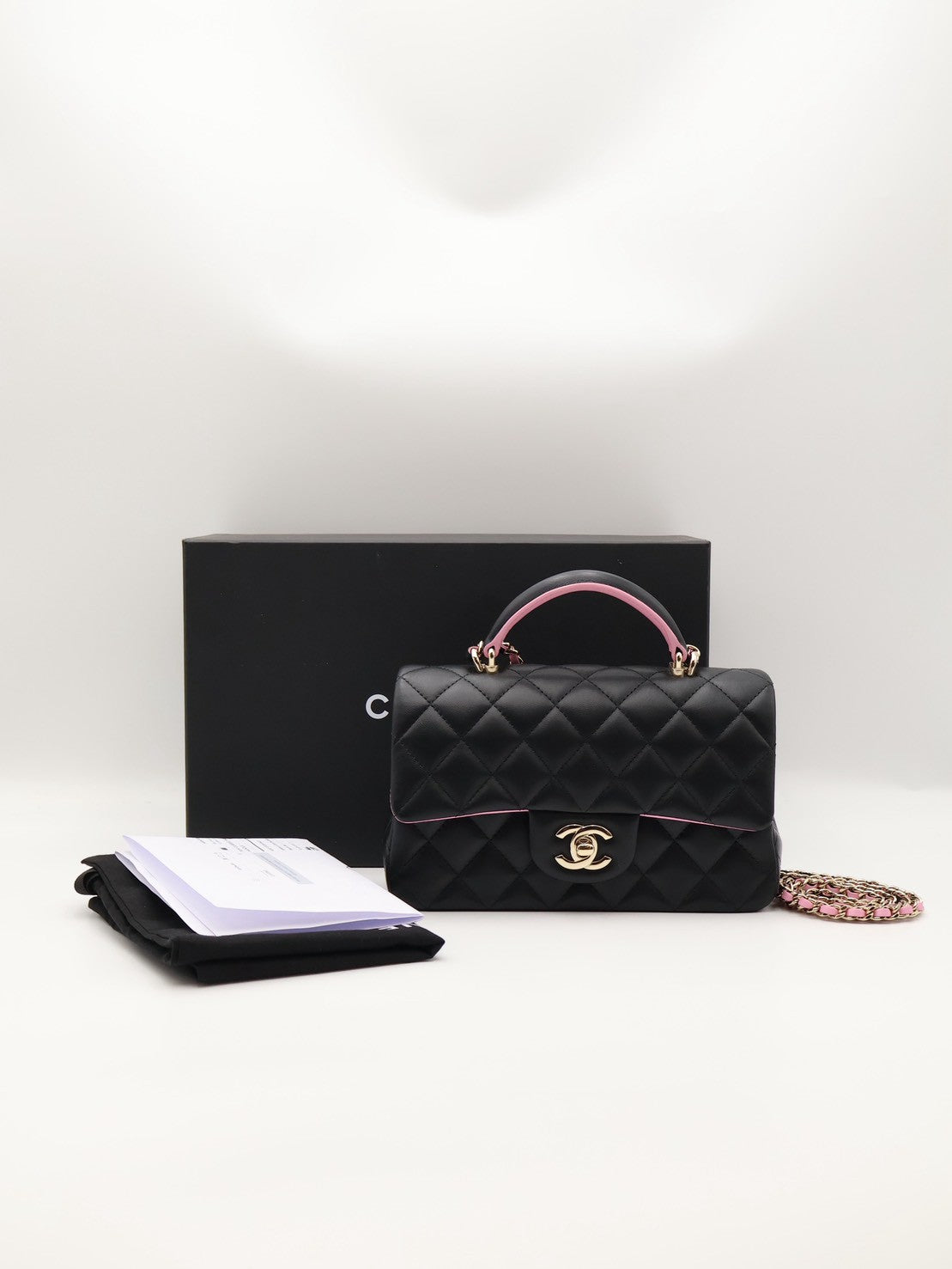 CHANEL 23P Handle Mini CF20 - 黑拚粉金