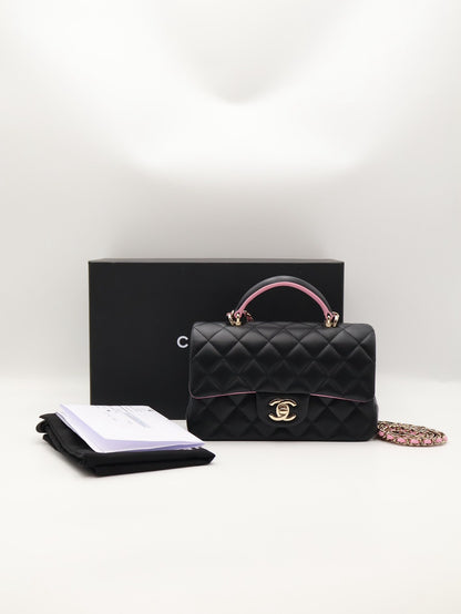CHANEL 23P Handle Mini CF20 - 黑拚粉金