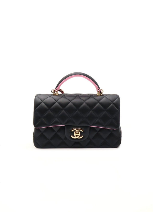 CHANEL 23P Handle Mini CF20 - 黑拚粉金