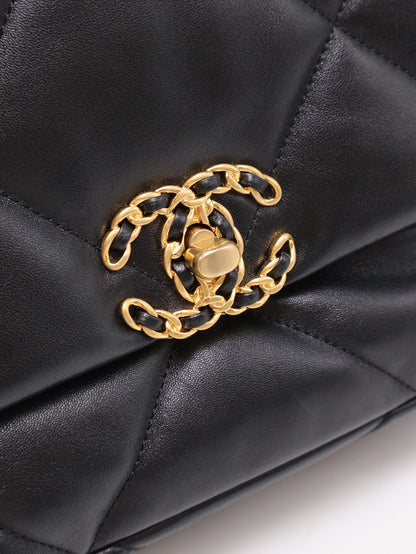 CHANEL 19 Bag 菱格紋羊皮手提肩背包 26 - 黑金