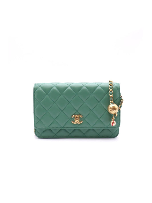 CHANEL 23C經典羊皮WOC - 金球綠金